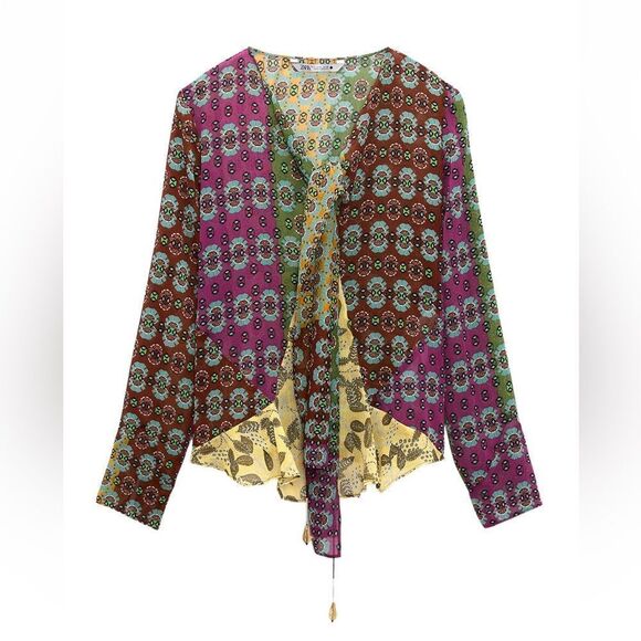 ZARA BOHO PRINTED BLOUSE - Picture 2 of 2